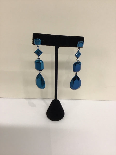Teal Blue Topaz Chandelier Dangling Earrings