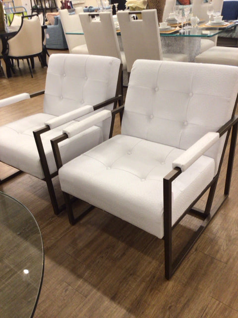 White Ostrich Embossed Vinyl Chair