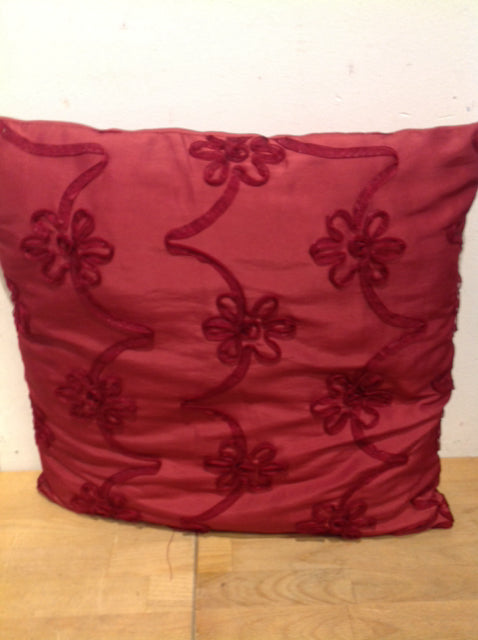 Pillow- 18" Red Floral Ribbon