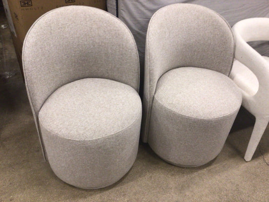Pair Of City Furniture Claude Beige Round Upholstered Side Chairs