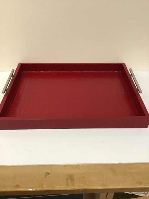 14x19 Red Faux Croc Tray w/Handles