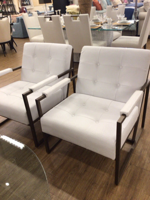 White Ostrich Embossed Vinyl Chair