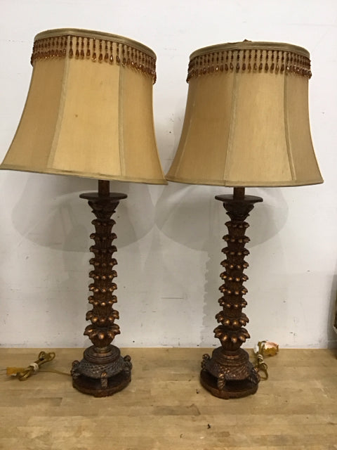 Paif Of 36" Knobby Bronze Table Lamps