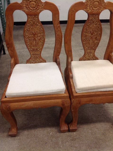 Chair- Set Of 2 Wood Carved Chairs