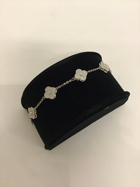 Van Cleef Style Silver/Pave Bracelet