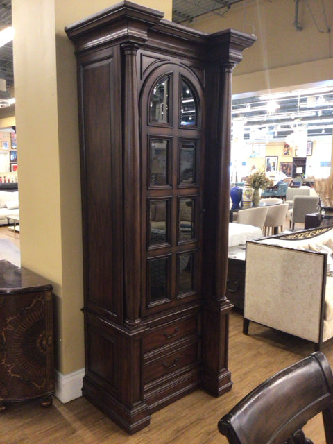AS-IS Hooker Dark Wood Display Cabinet