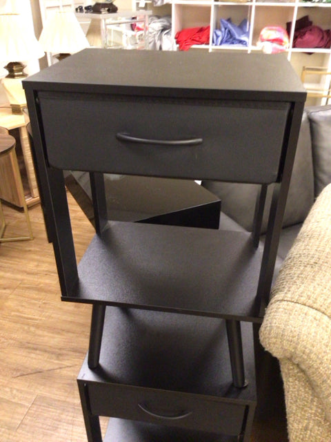 Black One Fabric Drawer Nightstand