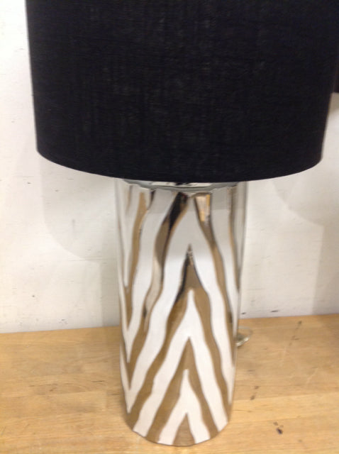 24" White & Silver Ceramic Lamp