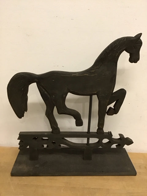 21"x23" Black Wood Carved Weather Vane Like Horse