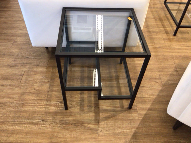 Black Metal & Glass End Table