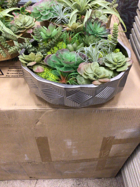 Z Gallerie Faux Decorative Plants In Matte Silver Planter