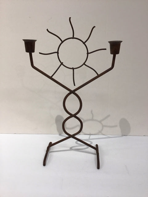 14.5" Brown Metal Candle Holder