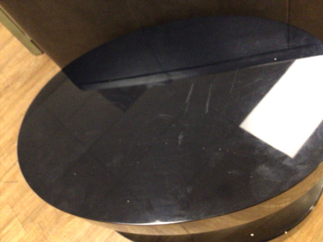 AS-IS 24" Black Lacqured Oval End Table
