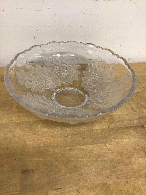 12" Frosted Floral Bowl
