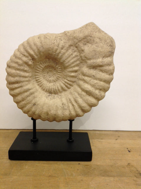 13" Faux Stone Shell Sculpture w/Base