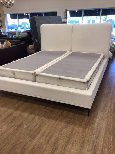Cream Fabric Panel King Bed