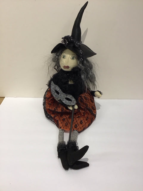 Witch Shelf Sitter w/Glitter Mask