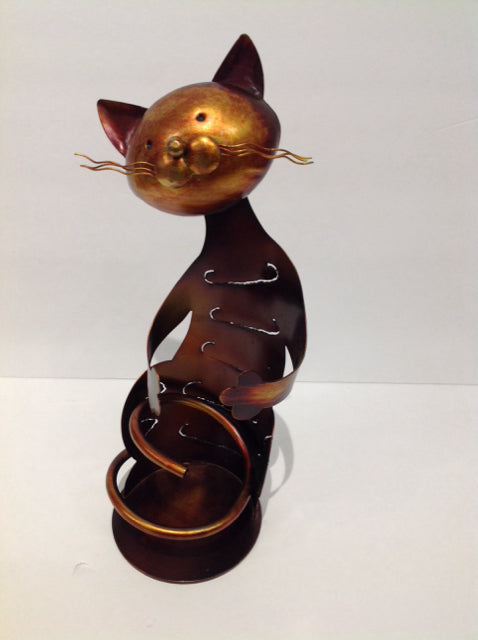 13" Metal Cat Wine Bottle Holder