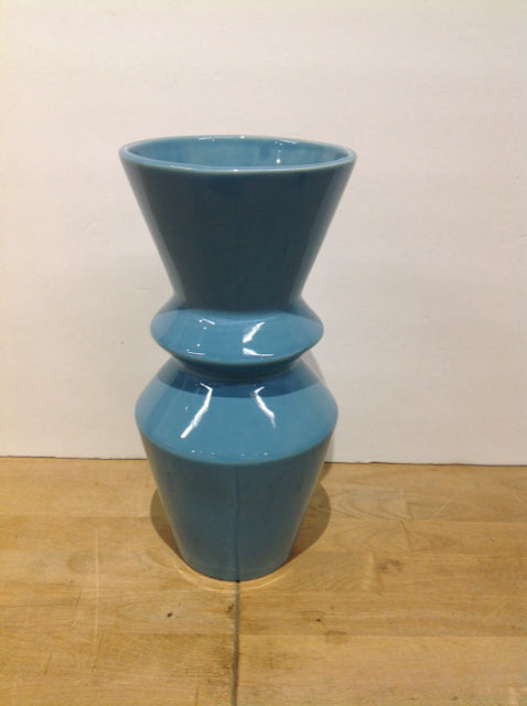 10" Blue Glazed Ceramic Vase