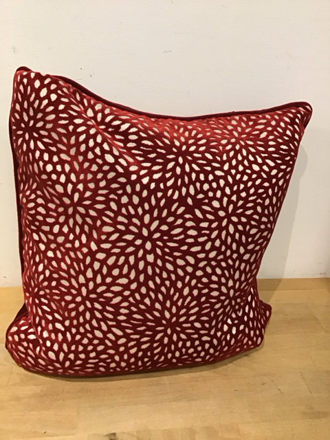 18" Burgundy/Ivory Velvet Pillow