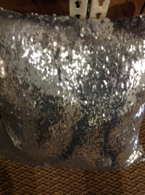 Pillow- 18" Silver Sequins