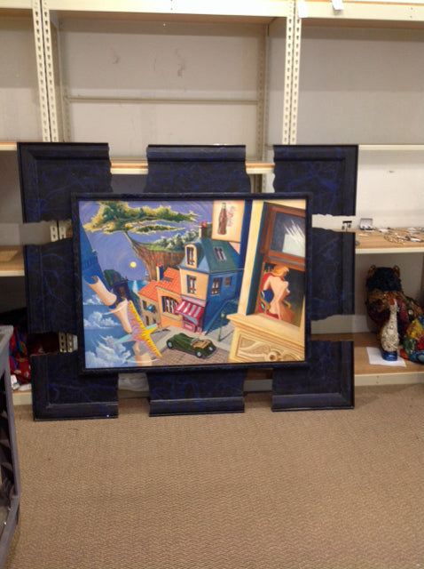 70x50 Abstract Framed Woman In the Window Yves Martin