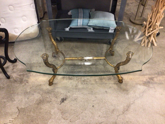 Brass Base Glass Top Coffee Table