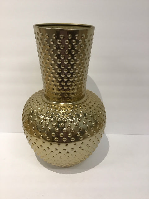 22" Textured Gold Metal Vase
