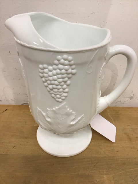 10" White Ceramic Pitcher