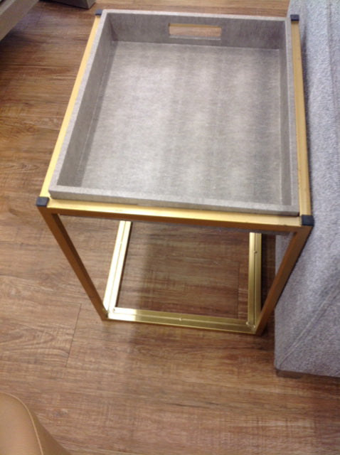 Grey & Gold Metal Tray Table