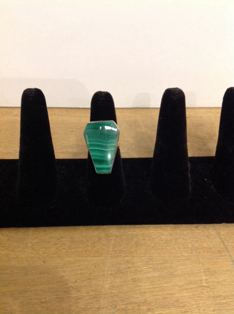 Malachite Stone Silver Plate Ring