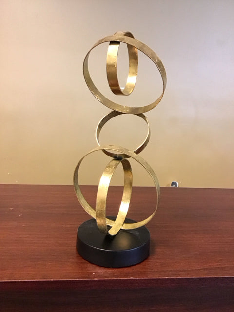 16" 5 Gold Ring Metal Sculpture