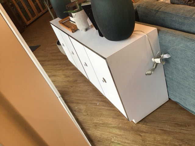 White & Chrome Four Door Buffet