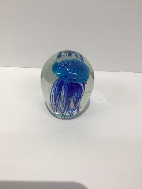 4" Glass Jellyfish Paperweight