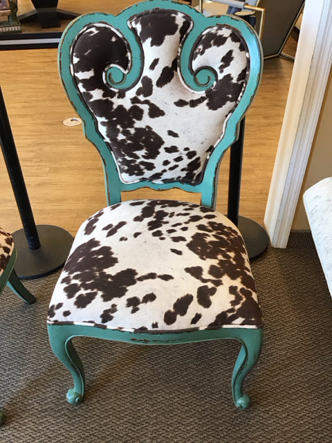 Uttermost Teal Accent Chair w/Cow Hide