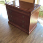 AS-IS Light Wood Carved Three Drawer Gold Accent Nightstand