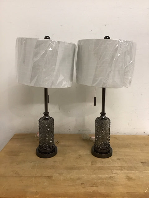 Pair 27" Mercury Glass Table Lamps