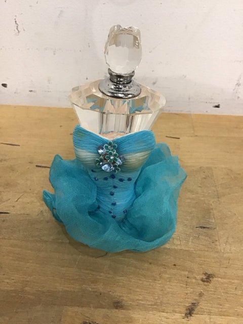 Glass Aqua Dress Perfume Bottle