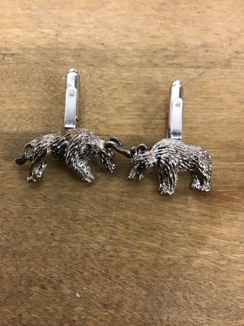 Silver Bull & Bear Cufflinks