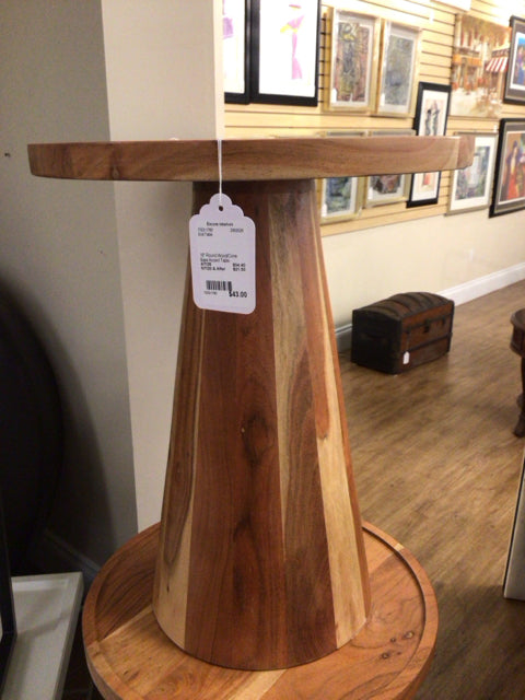 16" Round Wood/Cone Base Accent Table