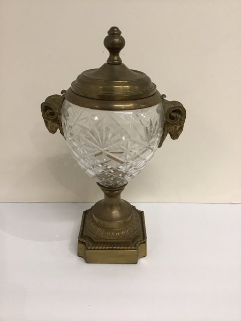 14" Cut Crystal Urn w/Bronze Accents