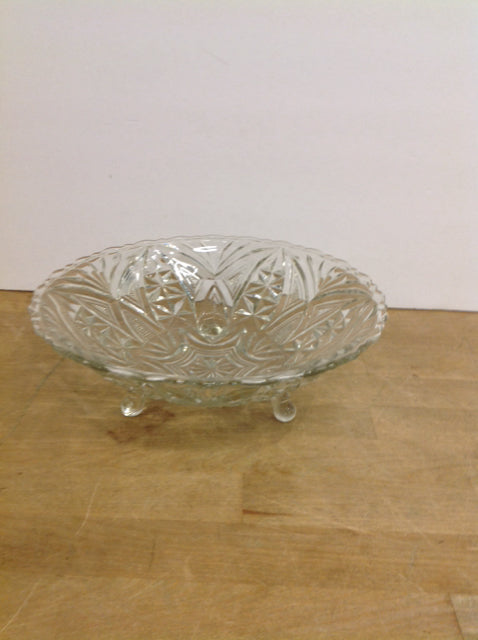 9" Footed Carved Crystal Bowl