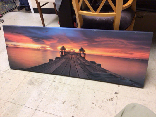53 1/8" X 18" Pier Sunset Print On Canvas
