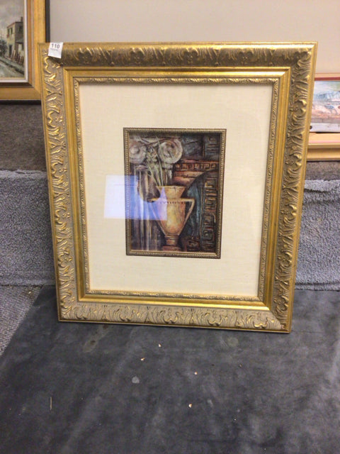 15 1/2" X 17 1/2" Gold Framed Vase Print On Board