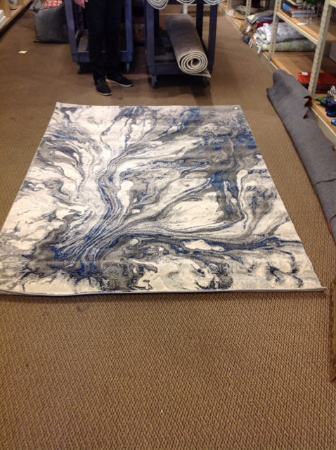 5'x7.5' Blue Grey Patterned Rug