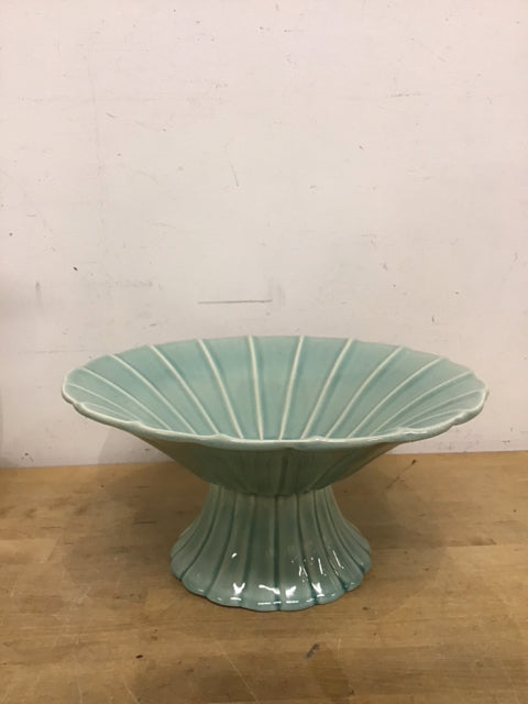 12" Teal Footed Bowl
