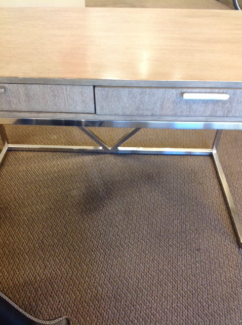 Desk- Grey Wood Chrome 2 Drawer