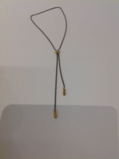 Silver Lariat Necklace w/Gold Highlights