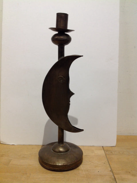 20" Metal Moon Candle Holder