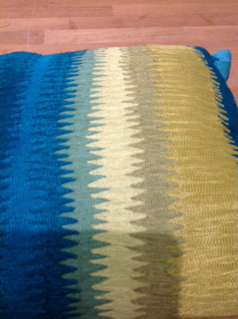 Pillow- 12" Aqua & Yellow Print